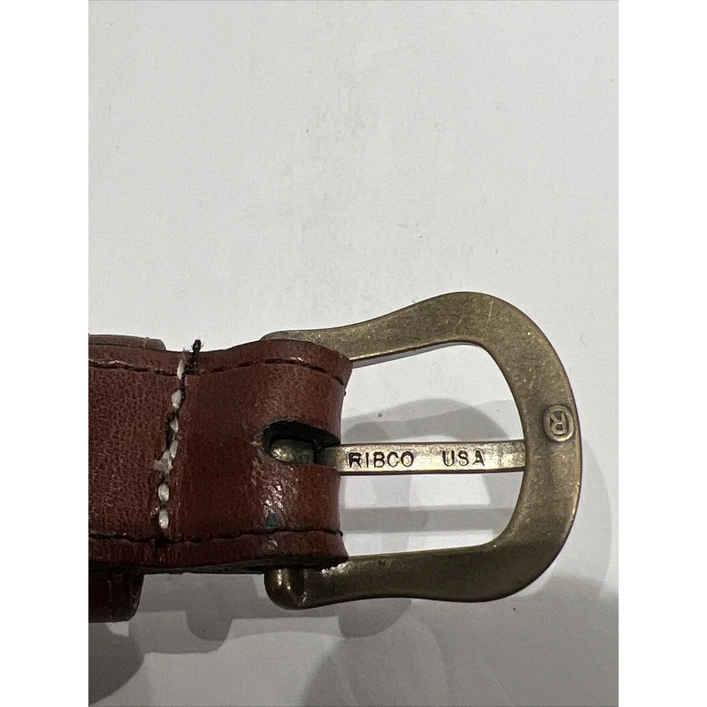 Ribco USA Mens Brown Braided Woven Leather Belt Size 38 Brass Buckle Uruguay